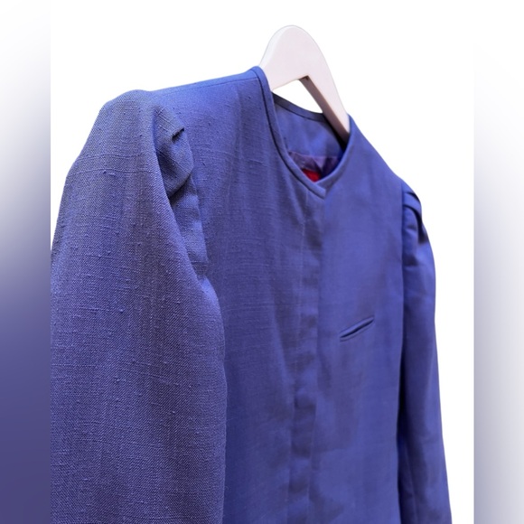 Vintage Sasson Linen Blend Button up Jacket with Slight Puff Sleeves 14/15 - Picture 2 of 5